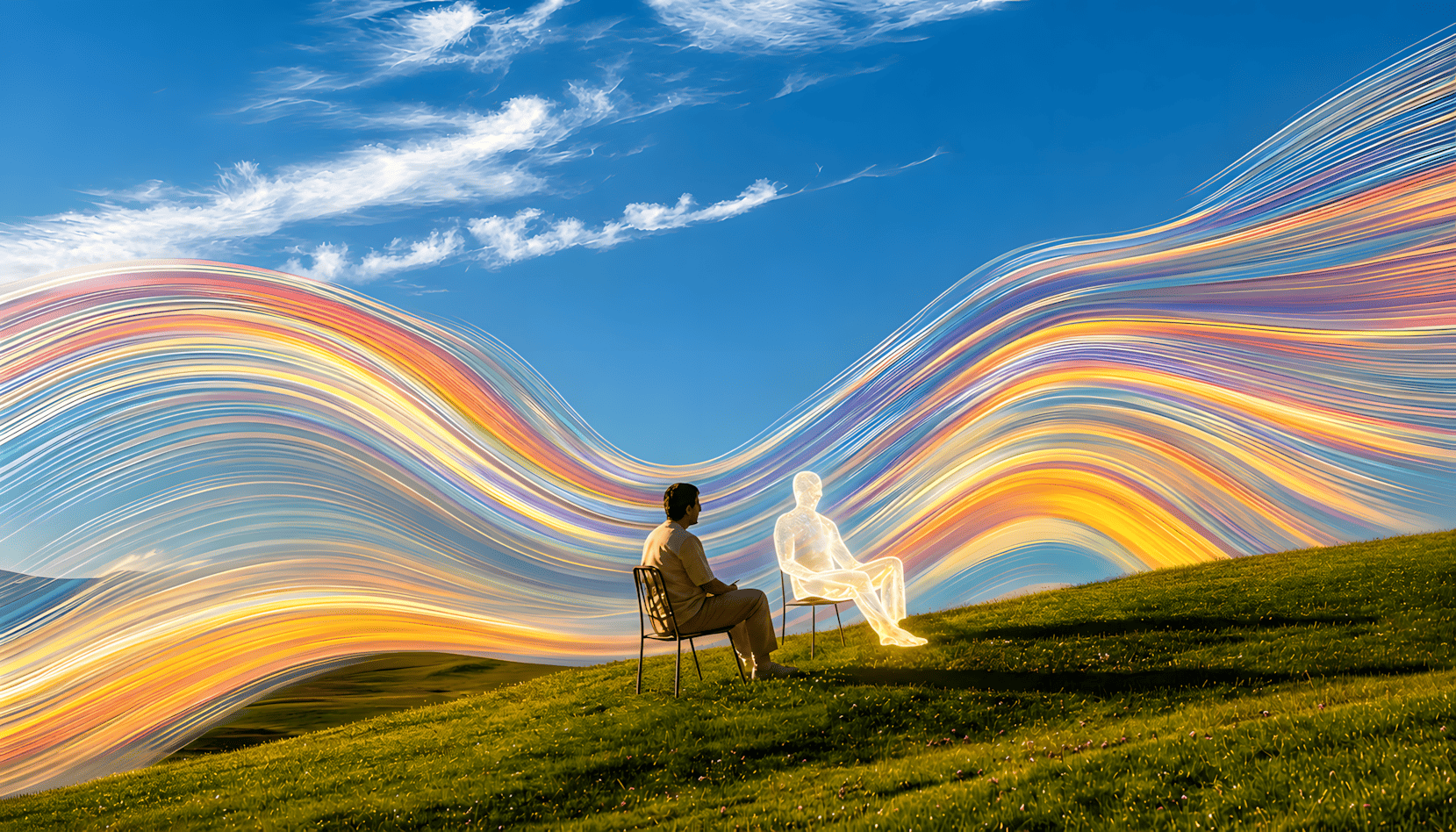 Warm cream and honey-gold backdrop. The visual mood of talkamore, an AI thinking partner that remembers